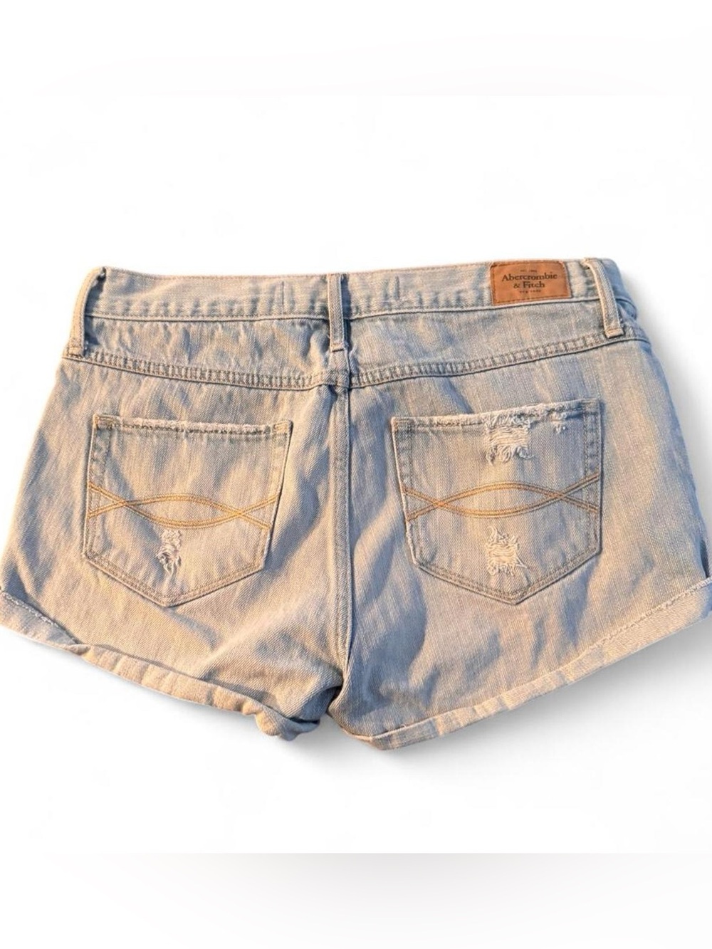 Abercrombie Distressed Denim Shorts Light Wash Cutoff Y2K Size 6 - Picture 2 of 4
